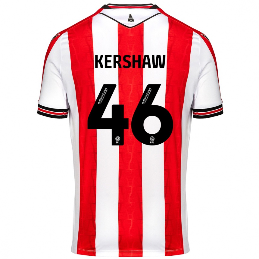 Homme Football Maillot Ben Kershaw #46 Rouge Blanc Tenues Domicile 2024/25