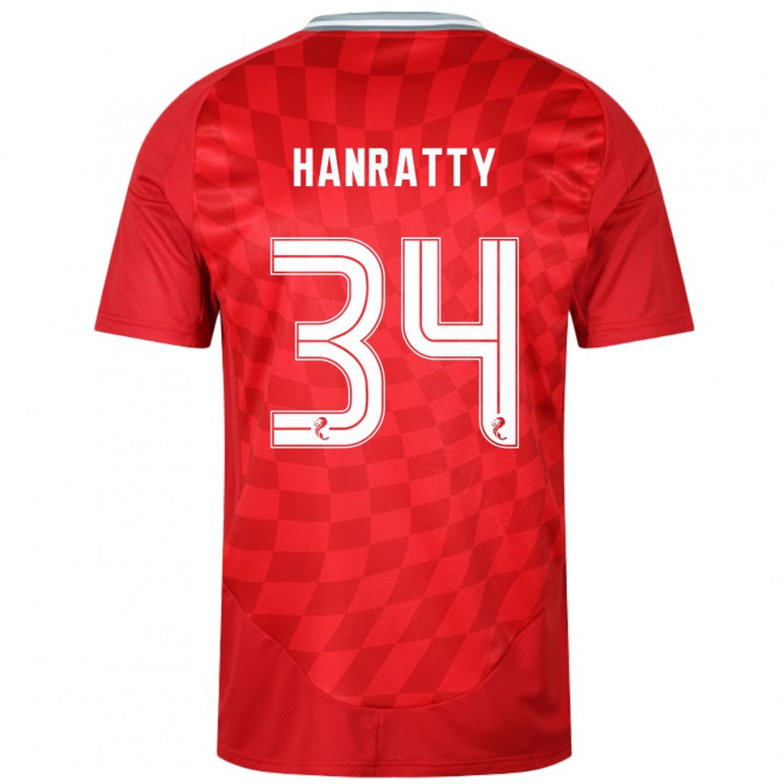 Homme Football Maillot Kevin Hanratty #34 Rouge Tenues Domicile 2024/25