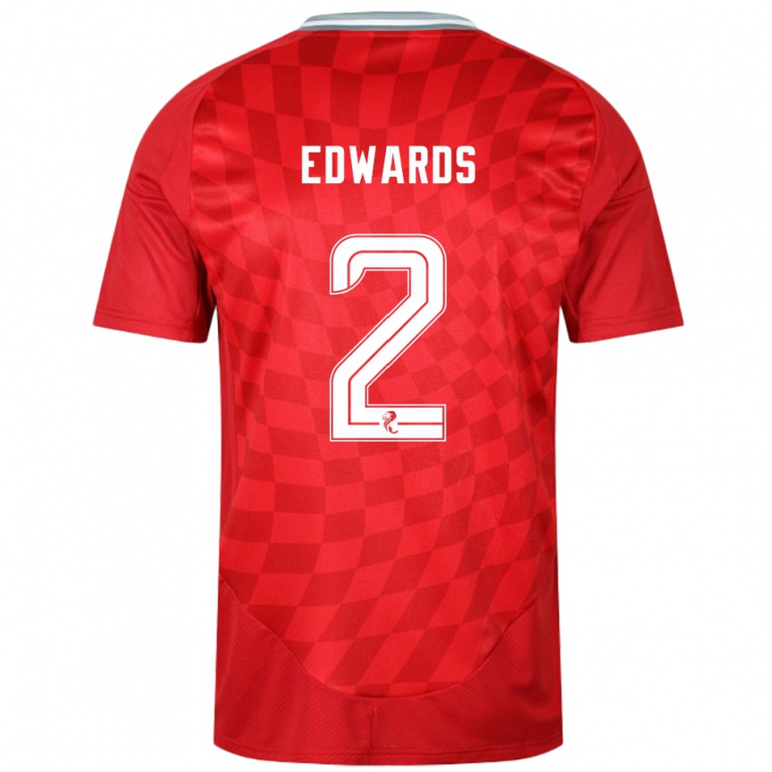 Homme Football Maillot Lois Edwards #2 Rouge Tenues Domicile 2024/25