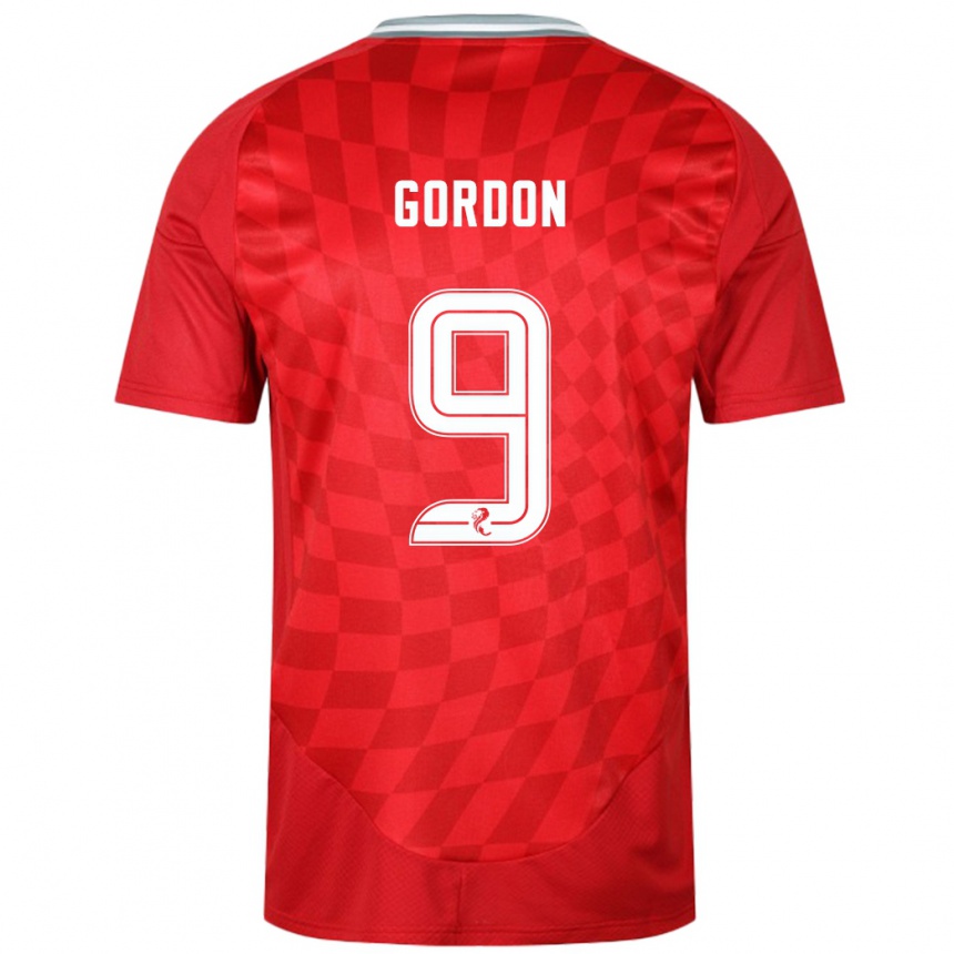 Homme Football Maillot Lauren Gordon #9 Rouge Tenues Domicile 2024/25