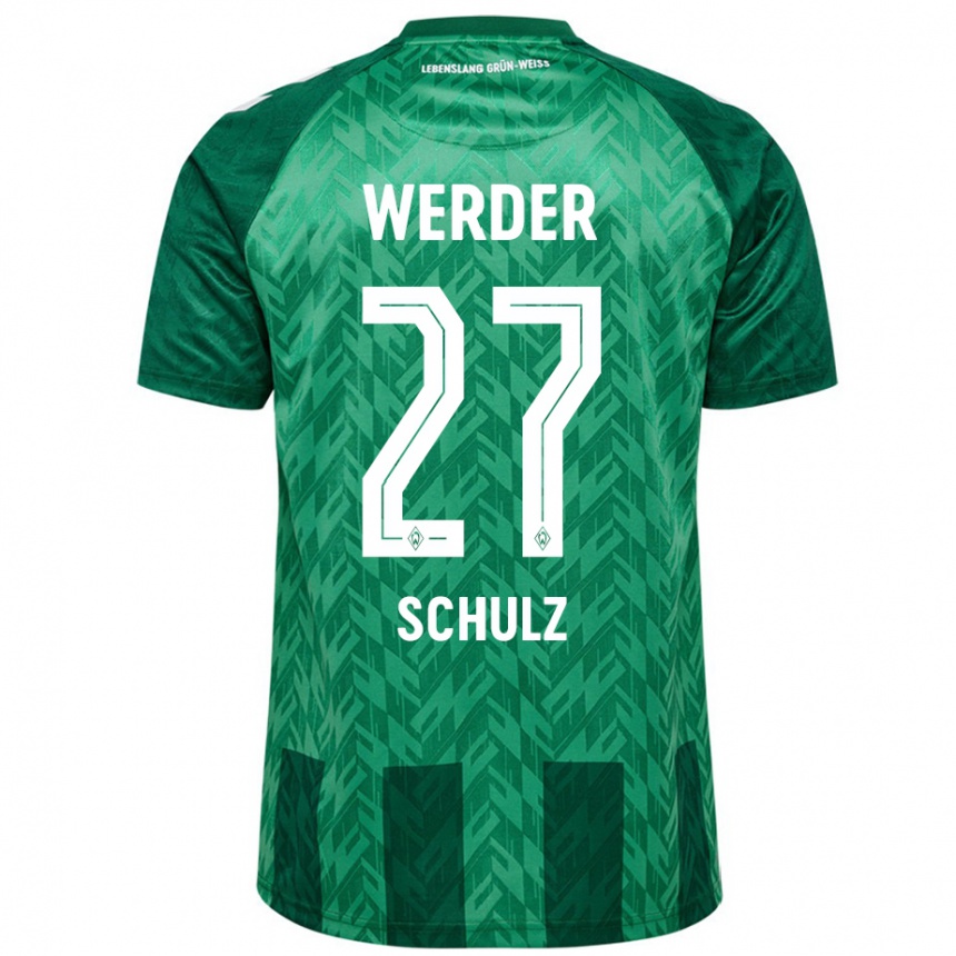 Homme Football Maillot Ole Schulz #27 Vert Tenues Domicile 2024/25