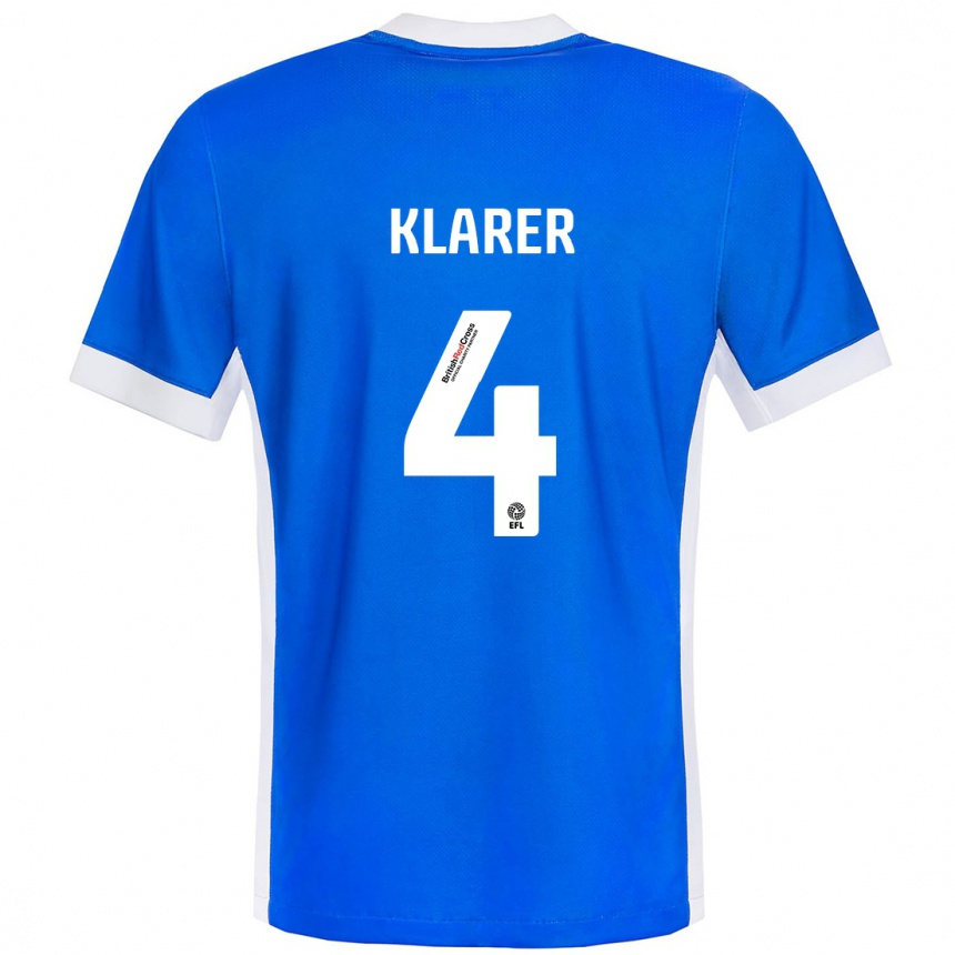 Homme Football Maillot Christoph Klarer #4 Bleu Blanc Tenues Domicile 2024/25