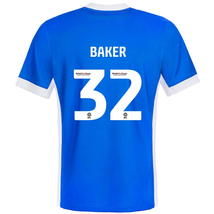 Homme Football Maillot Ava Baker #32 Bleu Blanc Tenues Domicile 2024/25