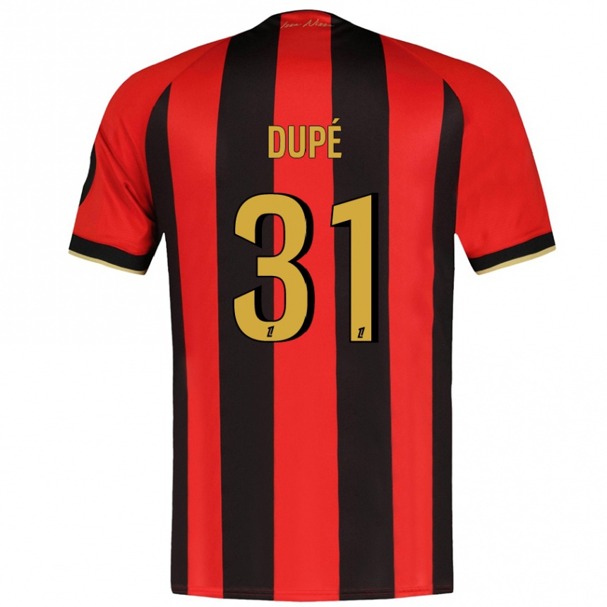 Homme Football Maillot Maxime Dupé #31 Rouge Noir Tenues Domicile 2024/25