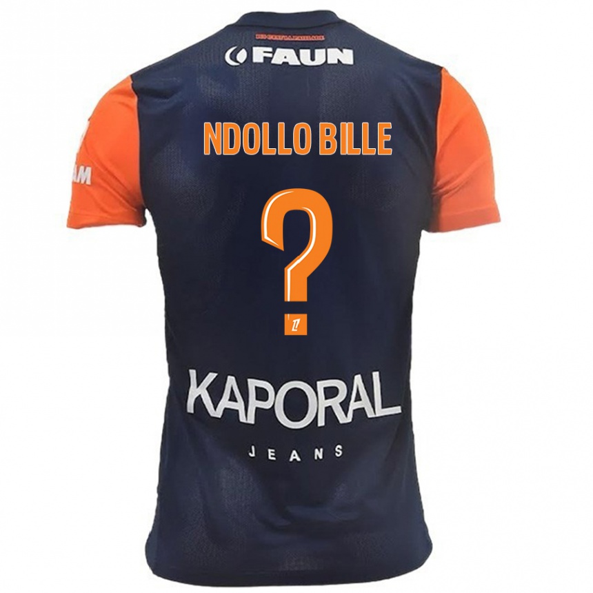 Homme Football Maillot Wilfried Ndollo Bille #0 Bleu Marine Orange Tenues Domicile 2024/25