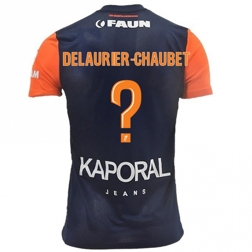 Homme Football Maillot Tom Delaurier-Chaubet #0 Bleu Marine Orange Tenues Domicile 2024/25