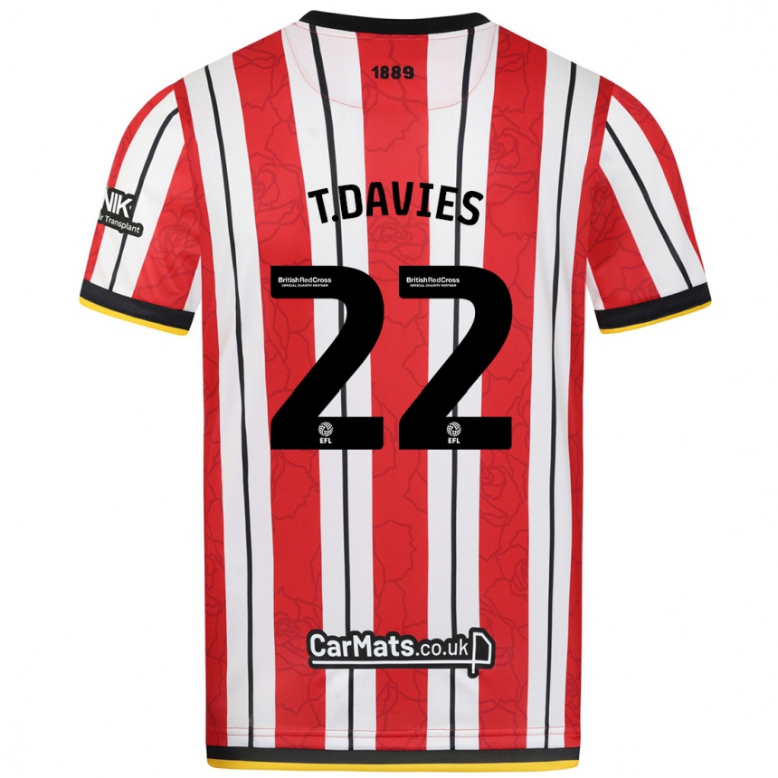 Homme Football Maillot Tom Davies #22 Rayures Blanches Rouges Tenues Domicile 2024/25