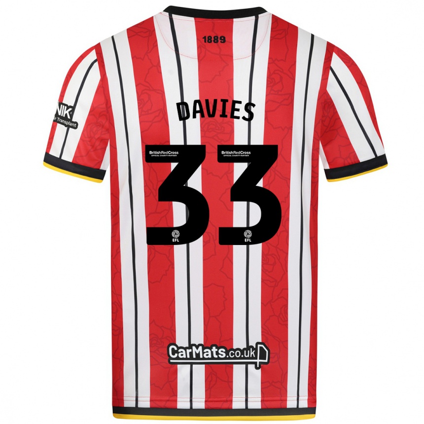 Homme Football Maillot Bethan Davies #33 Rayures Blanches Rouges Tenues Domicile 2024/25