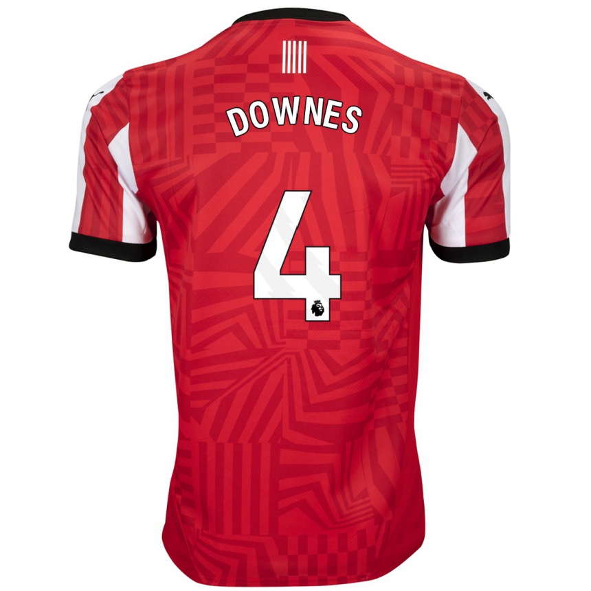 Homme Football Maillot Flynn Downes #4 Rouge Blanc Tenues Domicile 2024/25