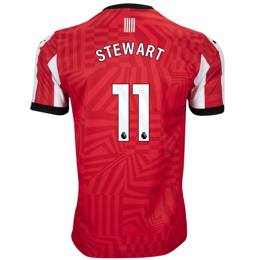 Homme Football Maillot Ross Stewart #11 Rouge Blanc Tenues Domicile 2024/25