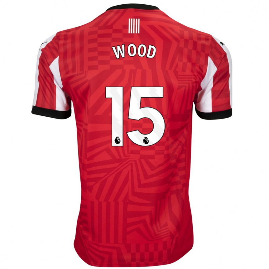 Homme Football Maillot Nathan Wood #15 Rouge Blanc Tenues Domicile 2024/25