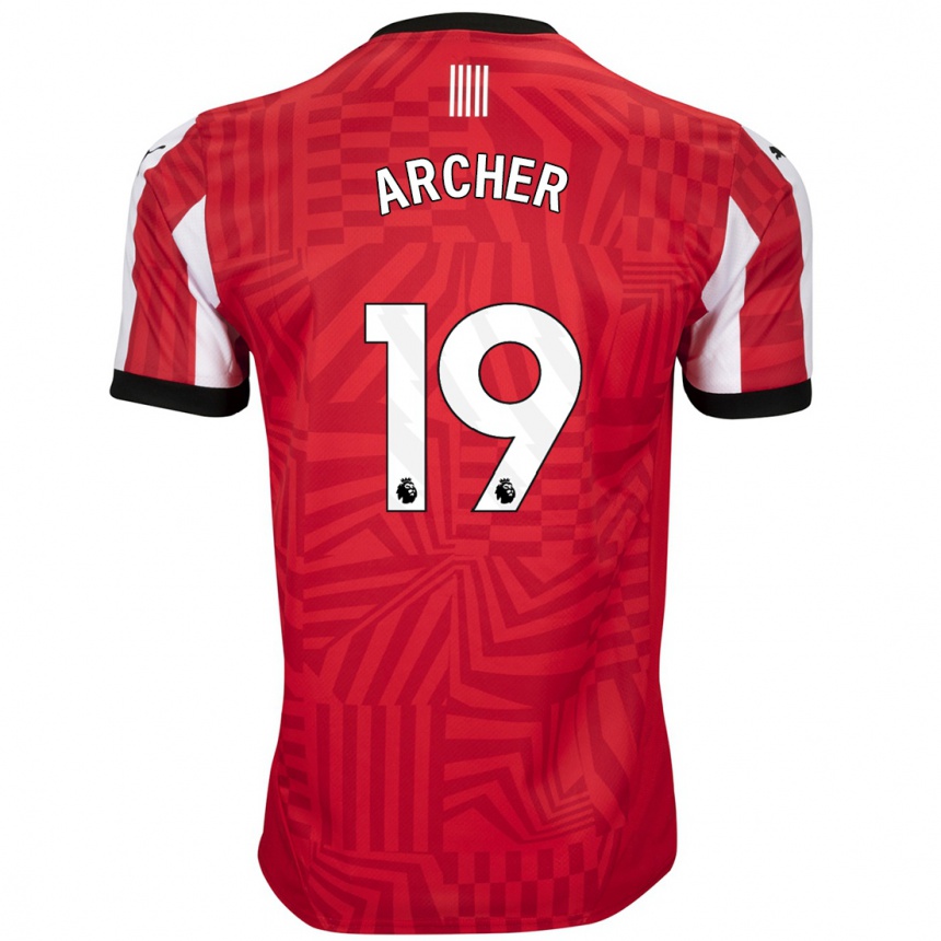 Homme Football Maillot Cameron Archer #19 Rouge Blanc Tenues Domicile 2024/25