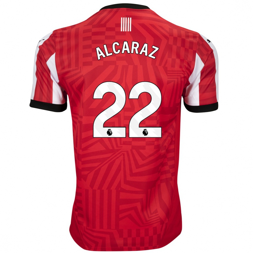 Homme Football Maillot Carlos Alcaraz #22 Rouge Blanc Tenues Domicile 2024/25