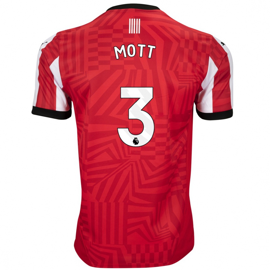 Homme Football Maillot Millicent Mott #3 Rouge Blanc Tenues Domicile 2024/25