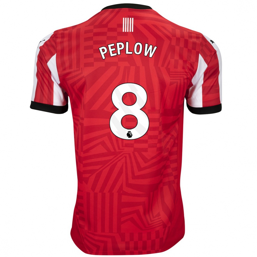 Homme Football Maillot Chloe Peplow #8 Rouge Blanc Tenues Domicile 2024/25