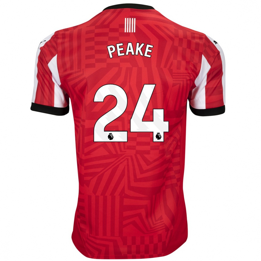 Homme Football Maillot Paige Peake #24 Rouge Blanc Tenues Domicile 2024/25