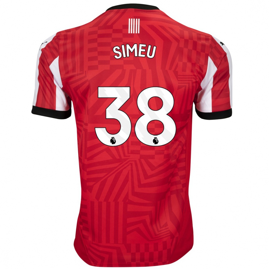 Homme Football Maillot Dynel Simeu #38 Rouge Blanc Tenues Domicile 2024/25