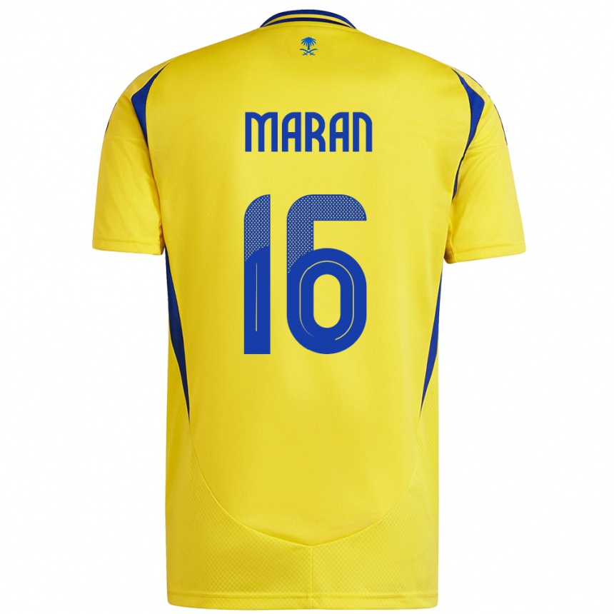 Homme Football Maillot Mohammed Maran #16 Jaune Bleu Tenues Domicile 2024/25