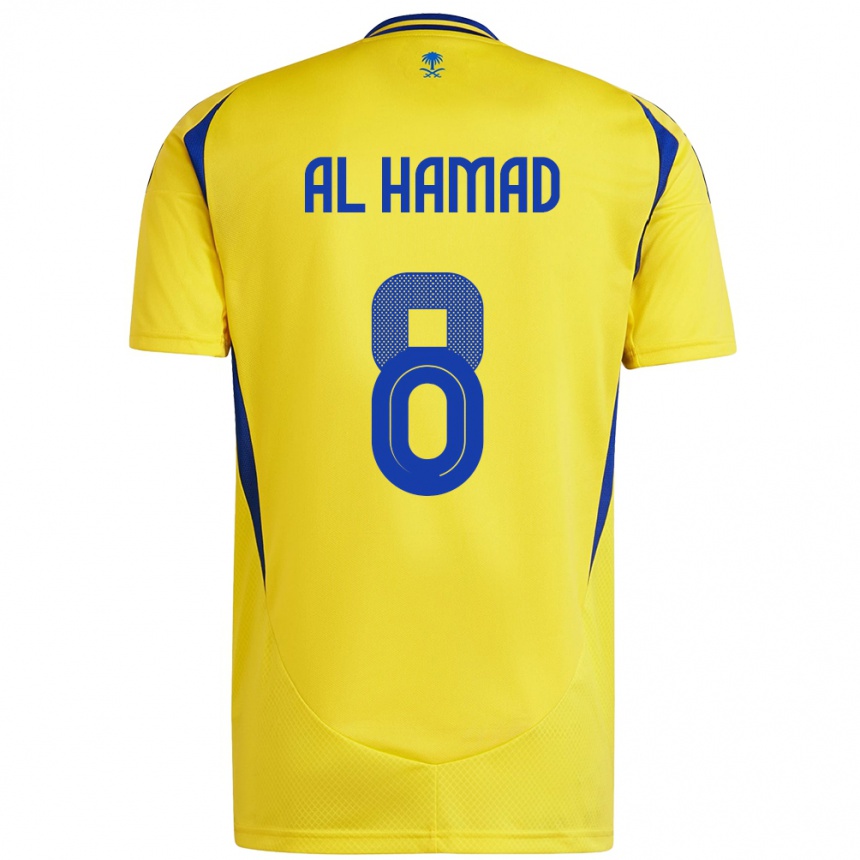 Homme Football Maillot Sara Al-Hamad #8 Jaune Bleu Tenues Domicile 2024/25