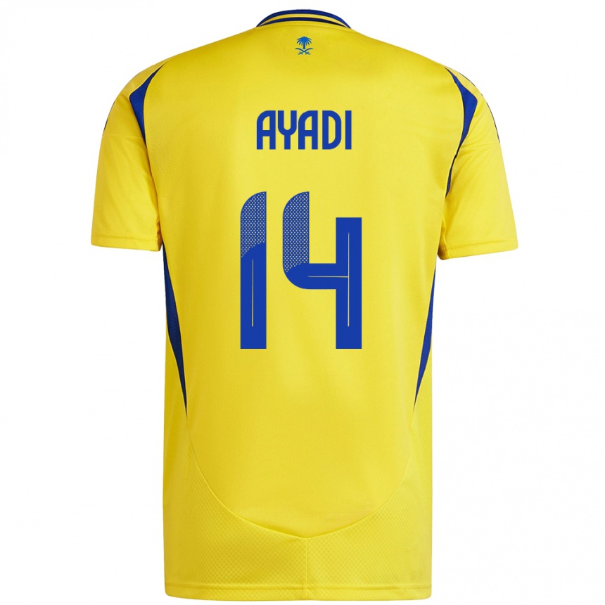 Homme Football Maillot Ghada Ayadi #14 Jaune Bleu Tenues Domicile 2024/25