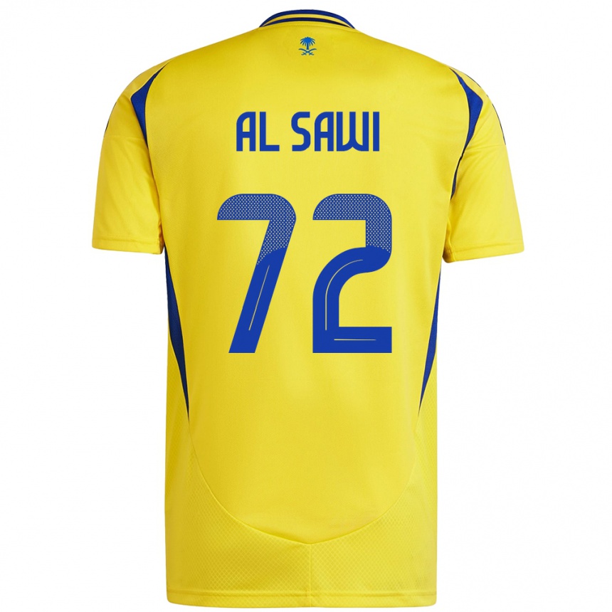 Homme Football Maillot Etaf Al-Sawi #72 Jaune Bleu Tenues Domicile 2024/25