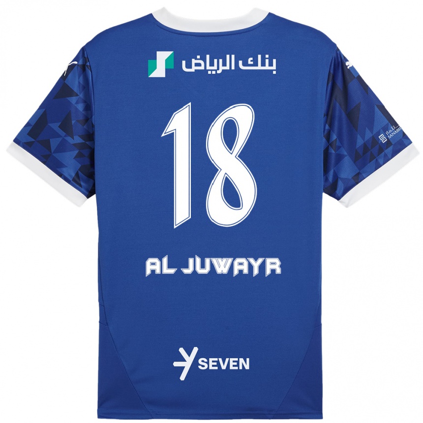 Homme Football Maillot Musab Al-Juwayr #18 Bleu Foncé Blanc Tenues Domicile 2024/25