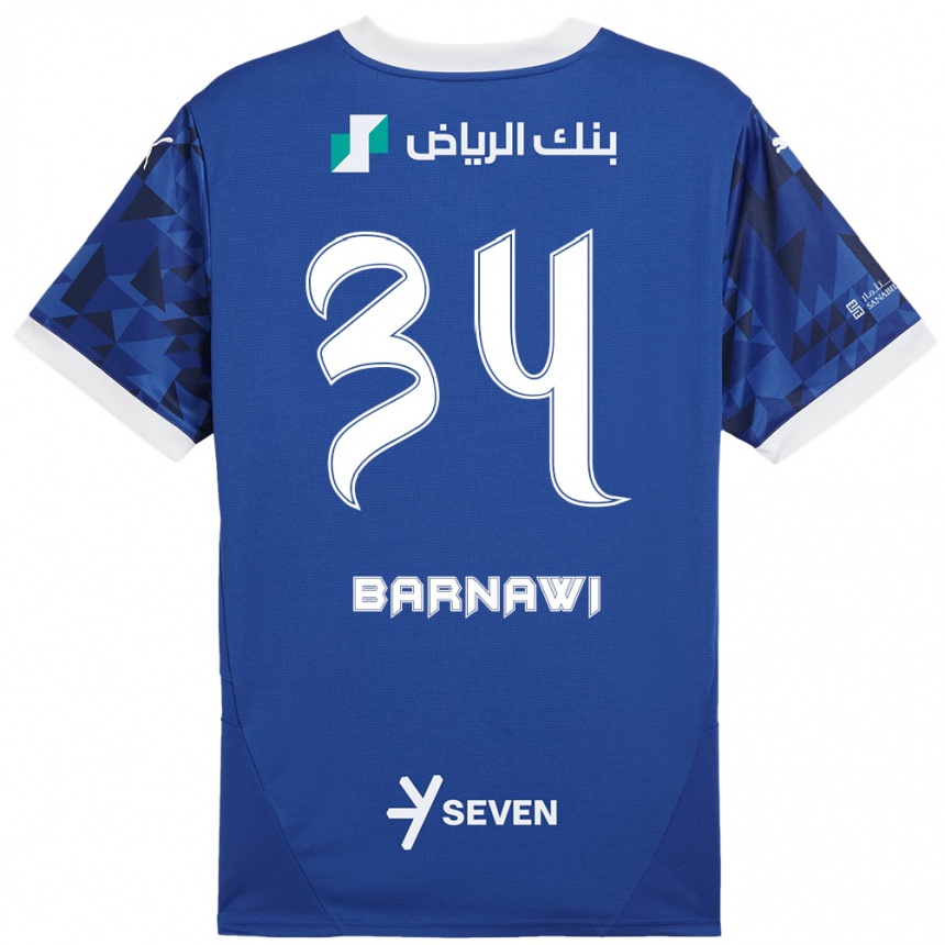 Homme Football Maillot Saleh Barnawi #34 Bleu Foncé Blanc Tenues Domicile 2024/25