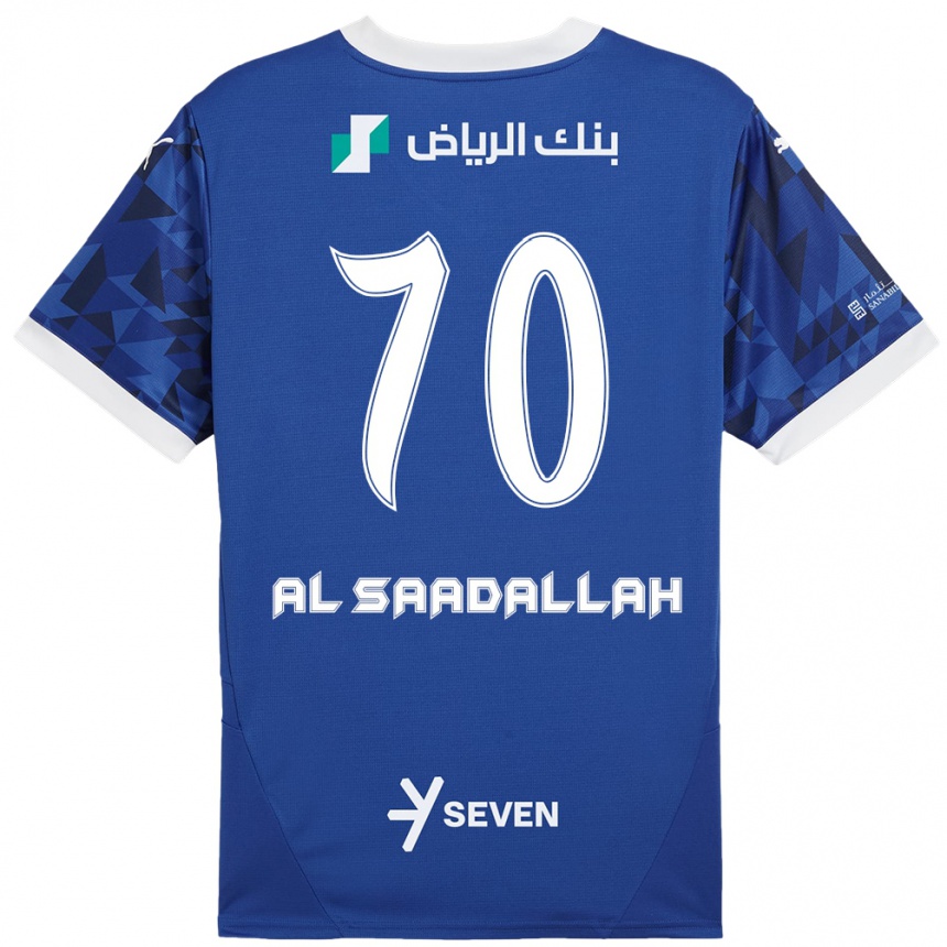 Homme Football Maillot Hessa Al-Saadallah #70 Bleu Foncé Blanc Tenues Domicile 2024/25