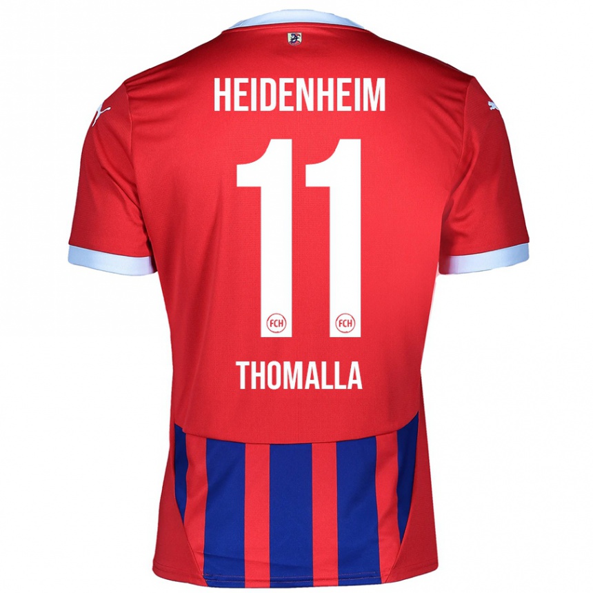 Homme Football Maillot Denis Thomalla #11 Rouge Bleu Tenues Domicile 2024/25