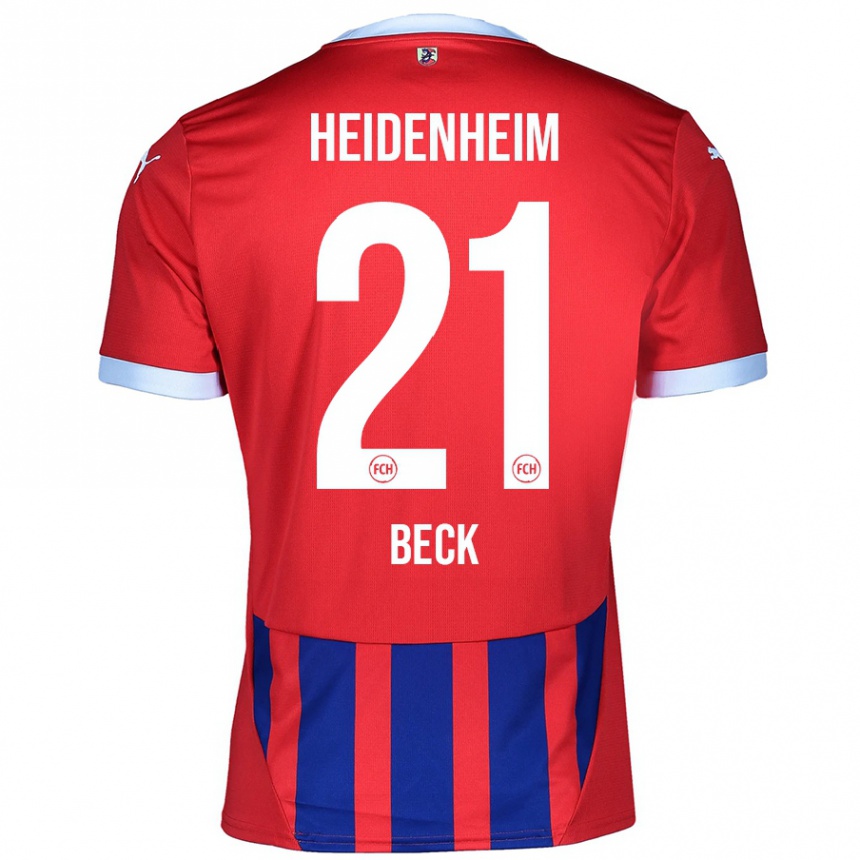 Homme Football Maillot Adrian Beck #21 Rouge Bleu Tenues Domicile 2024/25