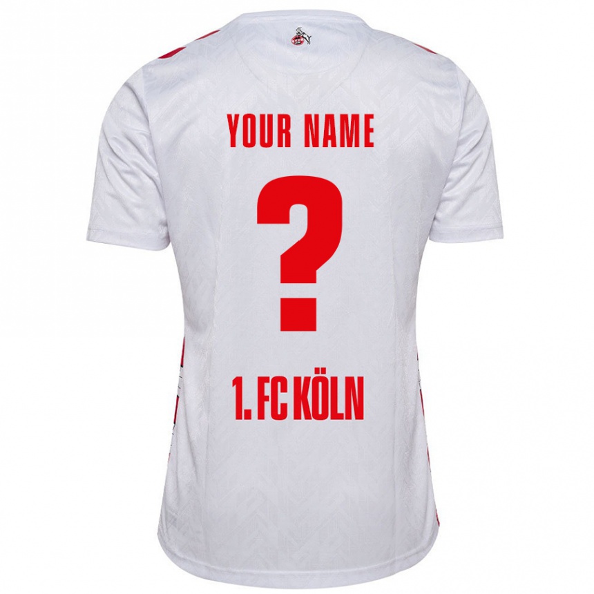 Homme Football Maillot Votre Nom #0 Blanc Rouge Tenues Domicile 2024/25