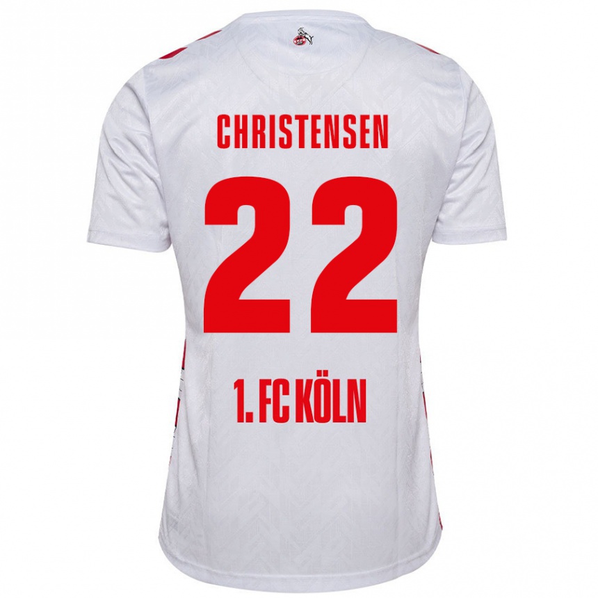 Homme Football Maillot Jacob Christensen #22 Blanc Rouge Tenues Domicile 2024/25