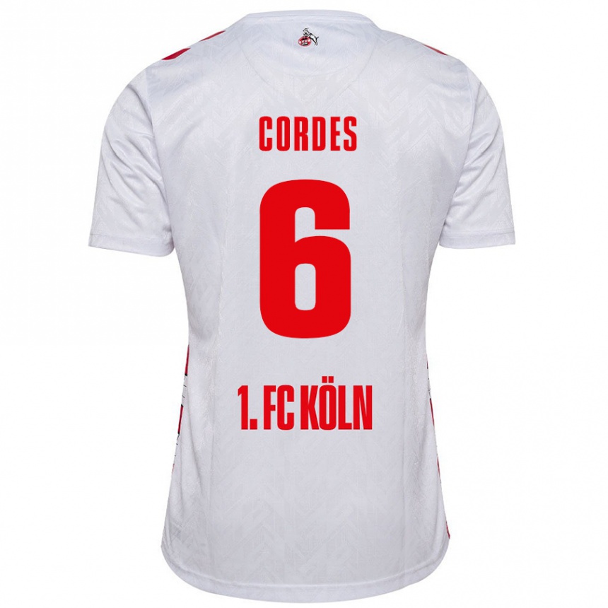 Homme Football Maillot Lotta Cordes #6 Blanc Rouge Tenues Domicile 2024/25