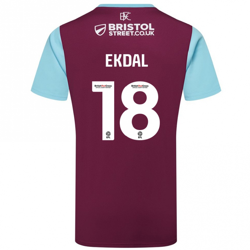 Homme Football Maillot Hjalmar Ekdal #18 Bordeaux Bleu Ciel Tenues Domicile 2024/25