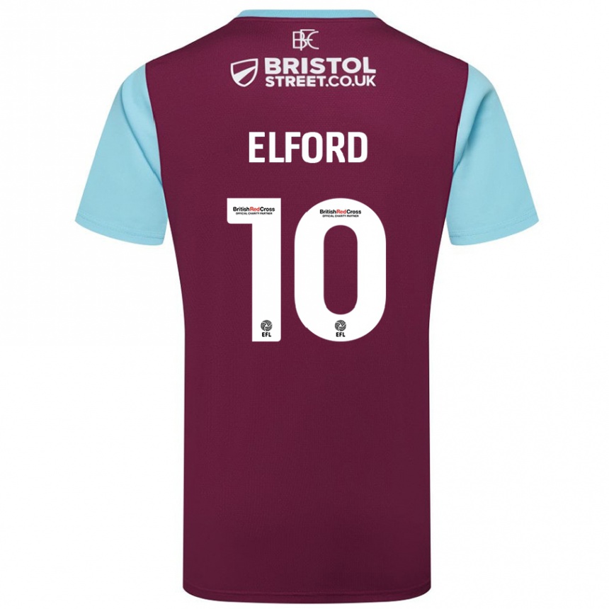 Homme Football Maillot Laura Elford #10 Bordeaux Bleu Ciel Tenues Domicile 2024/25