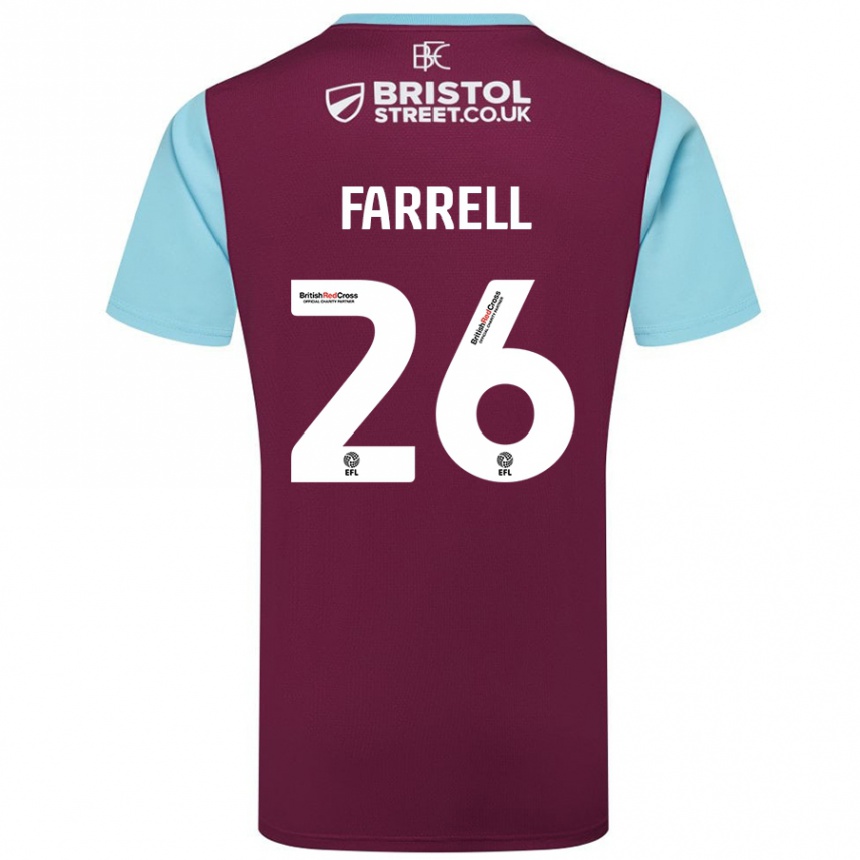 Homme Football Maillot Lucy Farrell #26 Bordeaux Bleu Ciel Tenues Domicile 2024/25