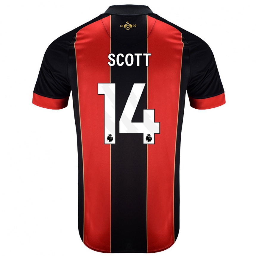 Homme Football Maillot Alex Scott #14 Rouge Noir Tenues Domicile 2024/25