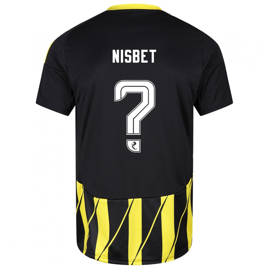 Homme Football Maillot Kevin Nisbet #0 Noir Jaune Tenues Extérieur 2024/25