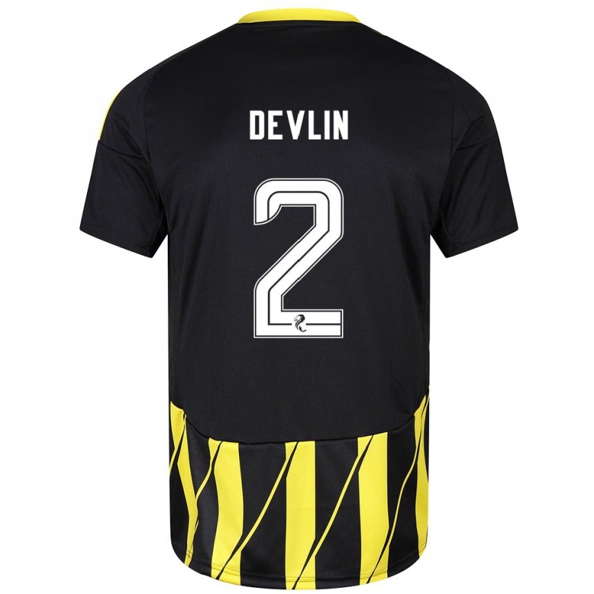 Homme Football Maillot Nicky Devlin #2 Noir Jaune Tenues Extérieur 2024/25