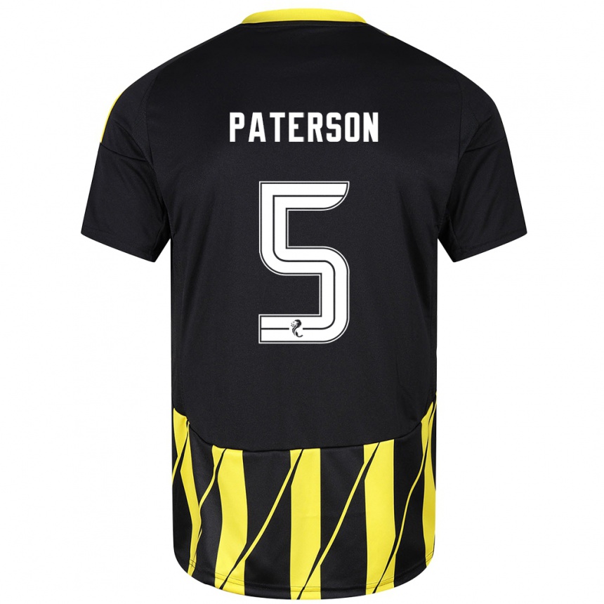 Homme Football Maillot Donna Paterson #5 Noir Jaune Tenues Extérieur 2024/25