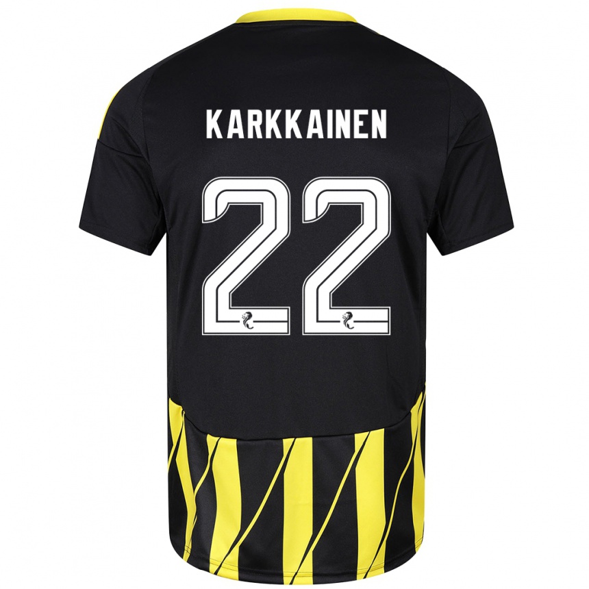 Homme Football Maillot Elena Kärkkäinen #22 Noir Jaune Tenues Extérieur 2024/25