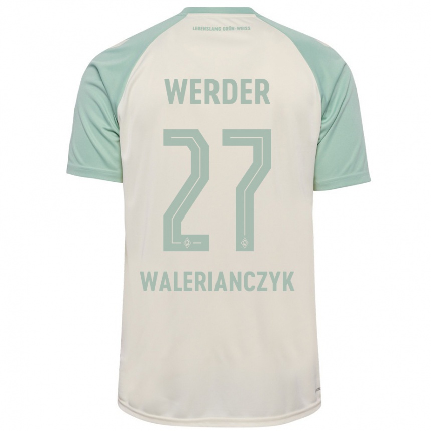 Homme Football Maillot Dennis Walerianczyk #27 Blanc Cassé Vert Clair Tenues Extérieur 2024/25