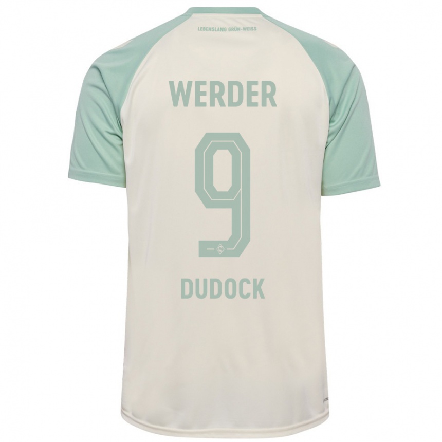 Homme Football Maillot Joshua Dudock #9 Blanc Cassé Vert Clair Tenues Extérieur 2024/25