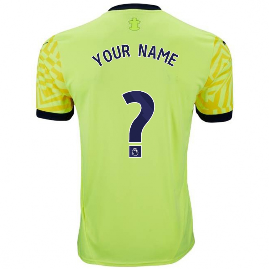 Homme Football Maillot Votre Nom #0 Jaune Tenues Extérieur 2024/25