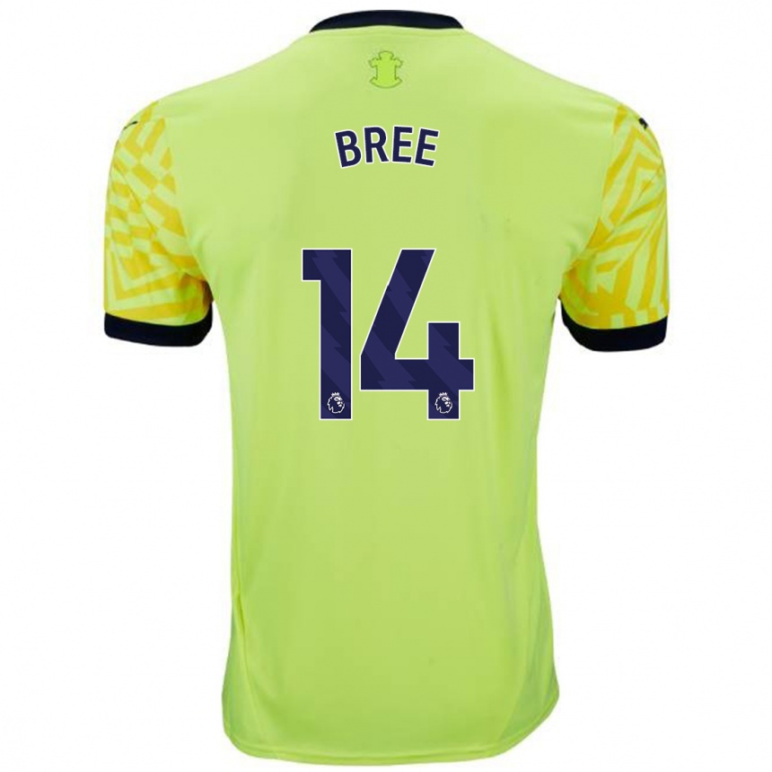 Homme Football Maillot James Bree #14 Jaune Tenues Extérieur 2024/25