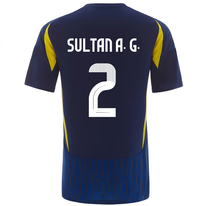 Homme Football Maillot Sultan Al-Ghannam #2 Bleu Jaune Tenues Extérieur 2024/25