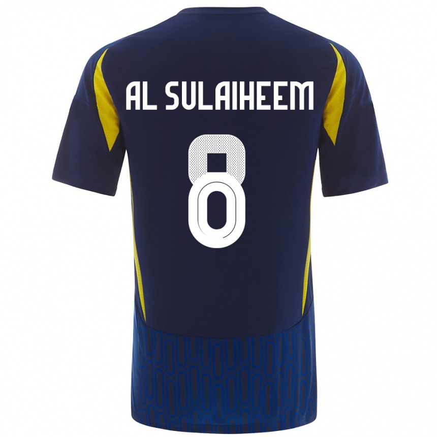 Homme Football Maillot Abdulmajeed Al-Sulayhim #8 Bleu Jaune Tenues Extérieur 2024/25