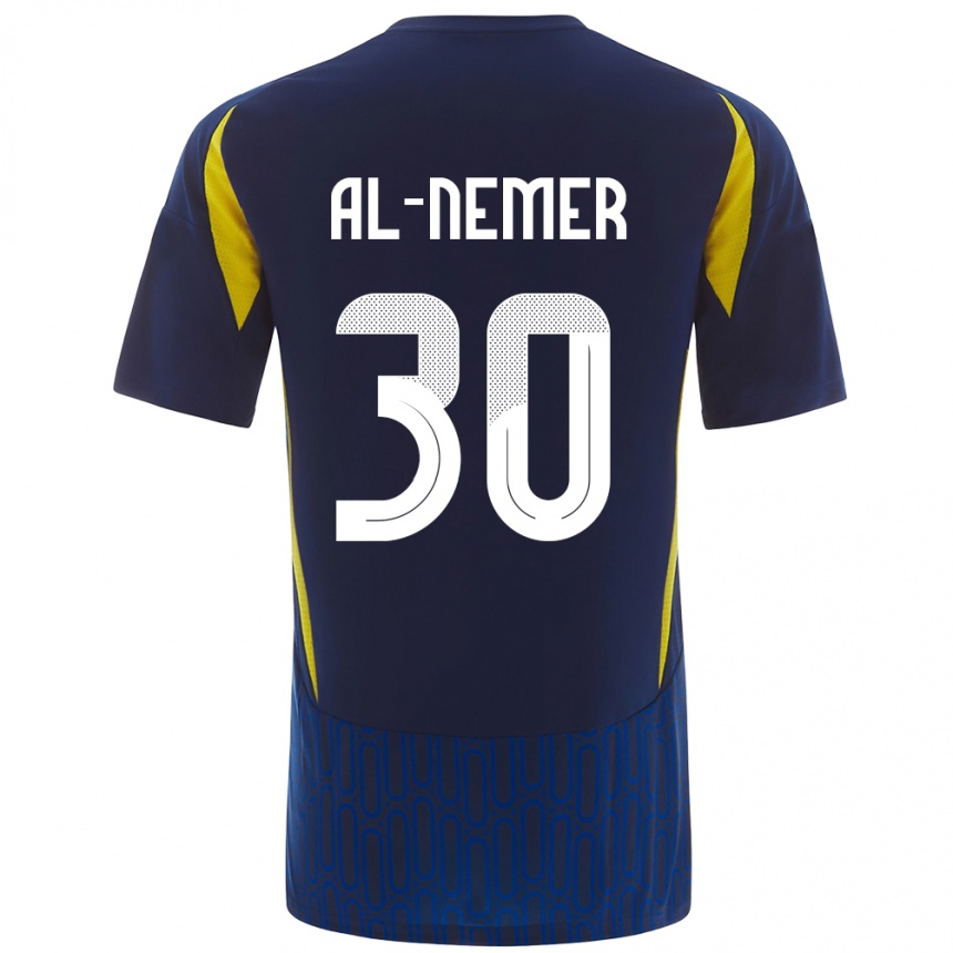 Homme Football Maillot Meshari Al-Nemer #30 Bleu Jaune Tenues Extérieur 2024/25