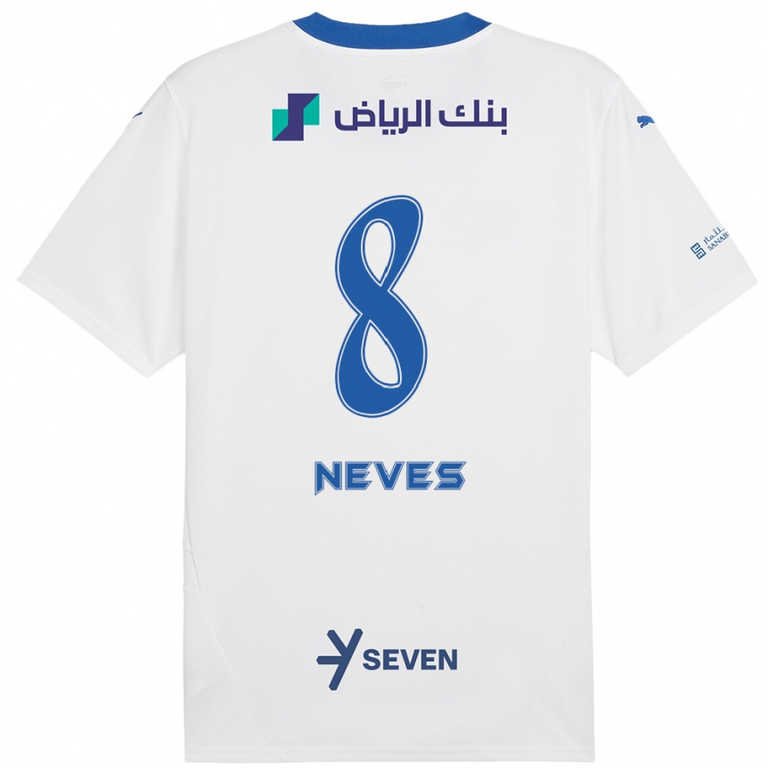 Homme Football Maillot Rúben Neves #8 Blanc Bleu Tenues Extérieur 2024/25