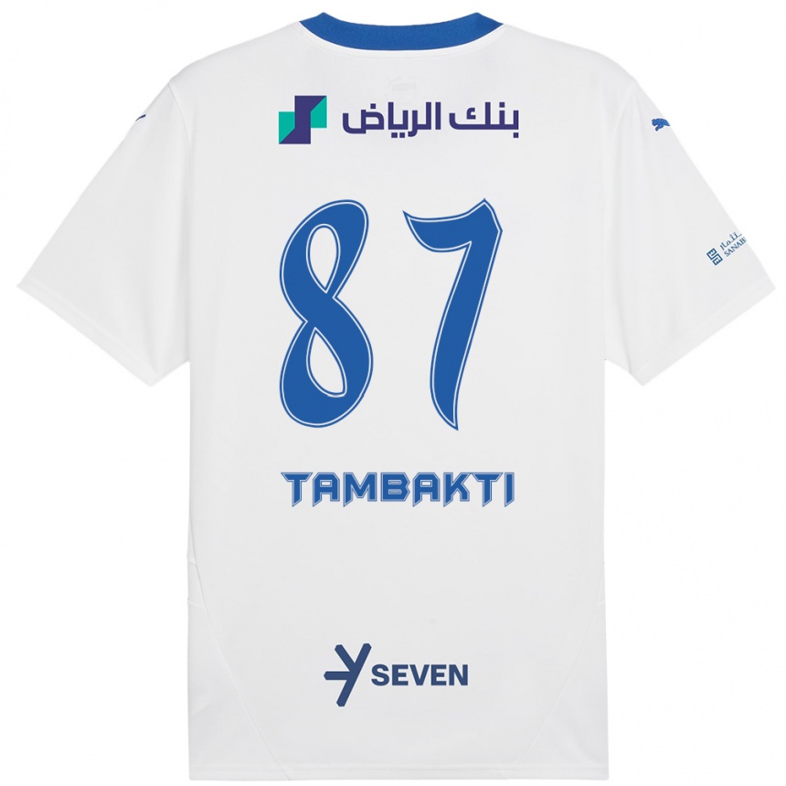 Homme Football Maillot Hassan Tambakti #87 Blanc Bleu Tenues Extérieur 2024/25